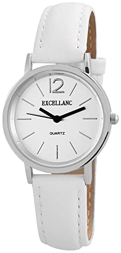 Excellanc Mode Damen Armband Uhr Weiß Leder Imitat Analog Quarz 9293022000130 von Excellanc