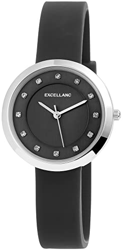 Excellanc Modische Damen Armband Uhr Schwarz Analog Silikon Quarz 91900204003 von Excellanc