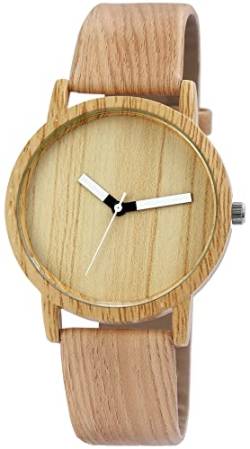 Excellanc Modische Damenuhr Braun Holz Optik Design Analog Kunst Leder Band Quarz 92900075003 von Excellanc