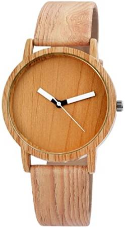 Excellanc Modische Damenuhr Braun Holz Optik Design Analog Kunst Leder Band Quarz 92900075004 von Excellanc