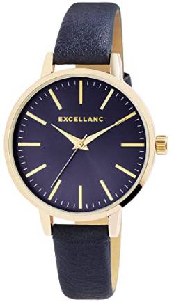 Excellanc Modische Design Damen Armband Uhr Blau Gold Analog Kunst Leder Quarz 91900109008 von Excellanc