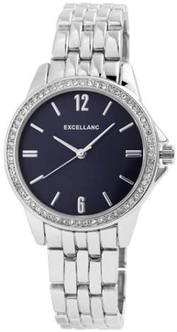 Excellanc Modische Design Damen Armband Uhr Blau Silber Strass Kristalle Analog Metall Quarz 91800143001 von Excellanc