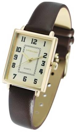 Excellanc Modische Design Damen Armband Uhr Gold Braun Rechteck Analog Kunst Leder Quarz 91900272004 von Excellanc