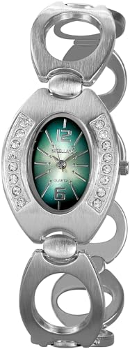 Excellanc Modische Design Damen Armband Uhr Grün Silber Strass Kristalle Analog Metall Quarz 9150023000106 von Excellanc