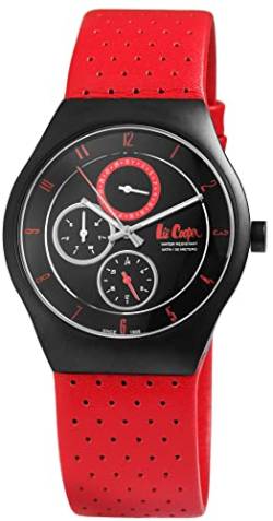 Excellanc Modische Design Damen Armband Uhr Schwarz Rot Chronograph Analog Kunst Leder 5ATM Quarz 9LC15LC von Excellanc