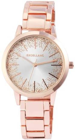 Excellanc Modische Design Damen Armband Uhr Silber Rosègold Glitzer Analog Metall Quarz 91800139001 von Excellanc