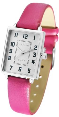 Excellanc Modische Design Damen Armband Uhr Weiß Pink Rechteck Analog Kunst Leder Quarz 91900272003 von Excellanc