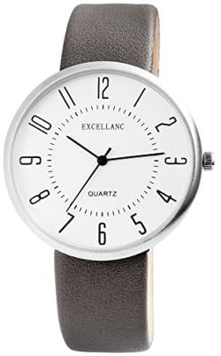 Excellanc Modische Design Herren Armband Uhr Weiß Grau Analog Kunst Leder Quarz 92900105003 von Excellanc
