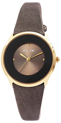 Excellanc Modische Elite Damenuhr Braun Gold Design Analog Kunst Leder Band Quarz 91900257001 von Excellanc