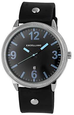 Excellanc Modische Herren Armband Uhr Anthrazit Blau Schwarz Analog Datum Kunst Leder Quarz 9295321000011 von Excellanc