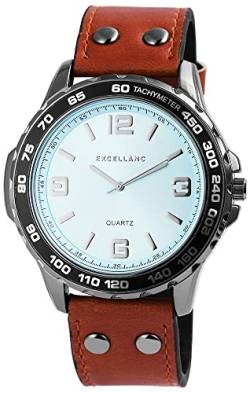 Excellanc Modische Herren Armband Uhr Blau Braun Analog Kunst Leder Quarz 9295373000012 von Excellanc