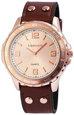 Excellanc Modische Herren Armband Uhr Rosègold Braun Analog Kunst Leder Quarz 9295337500012 von Excellanc
