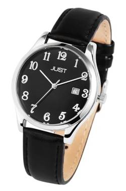 Excellanc Modische Herren Armband Uhr Schwarz Analog Datum Echt Leder 5ATM Quarz 9JU20045001 von Excellanc