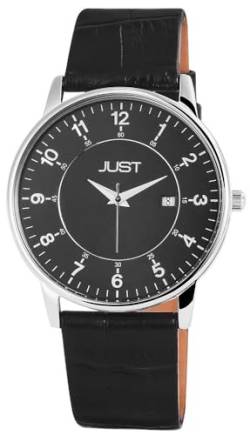 Excellanc Modische Herren Armband Uhr Schwarz Analog Datum Echt Leder 5ATM Quarz 9JU20053001 von Excellanc