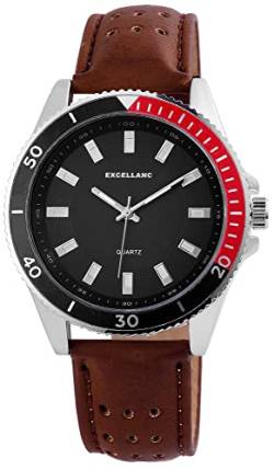 Excellanc Modische Herren Armband Uhr Schwarz Braun Analog Kunst Leder Quarz 9295121500008 von Excellanc