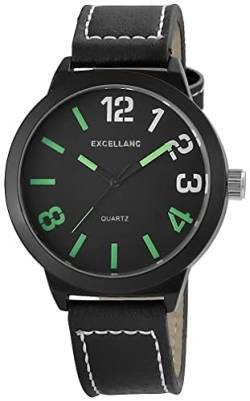 Excellanc Modische Herren Armband Uhr Schwarz Grün Analog Kunst Leder Quarz 9295071100120 von Excellanc
