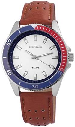 Excellanc Modische Herren Armband Uhr Weiß Braun Blau Rot Analog Kunst Leder Quarz 9295122500008 von Excellanc