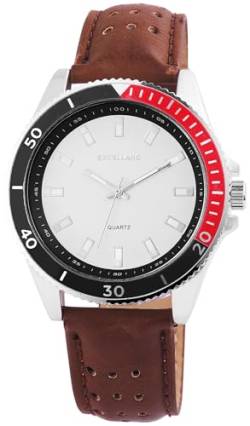 Excellanc Modische Herren Armband Uhr Weiß Braun Blau Rot Analog Kunst Leder Quarz 9295122700008 von Excellanc