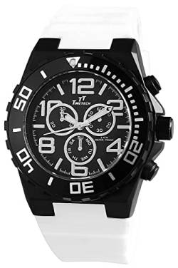 Excellanc Modische Herren Armbanduhr Schwarz Weiß Silikon Metall Analog Chrono-Look Sport Männer TimeTech 9227471100008 von Excellanc