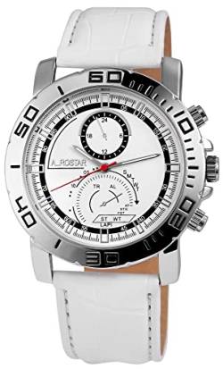 Excellanc Modische Herren Armbanduhr Weiß Chrono-Look Leder Imitat Analog Quarz Männer Aerostar 9211022000003 von Excellanc
