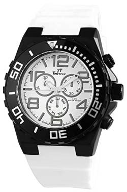 Excellanc Modische Herren Armbanduhr Weiß Schwarz Silikon Metall Analog Chrono-Look Sport Männer TimeTech 9227472000008 von Excellanc