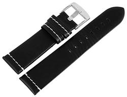 Excellanc-Uhrenarmband Ersatz Echt Leder Ziernaht Dornschließe Breite 18-24 mm (Stegbreite: 18 mm, schwarz) von Excellanc