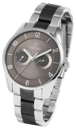 Herren Armband Uhr Obaku Denmark Anthrazit Silber Analog Edelstahl Quarz Mode 5ATM Männer 9V171GMCJSJ von Excellanc