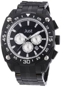 Just Watches Herren-Armbanduhr XL Analog Quarz Edelstahl 48-STG2373BK-SL von Excellanc