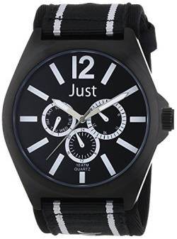 Just Watches Herren-Armbanduhr XL Analog Quarz Textil 48-S3927BK-WH von Excellanc