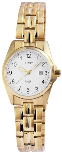 Klassische Damen Armband Uhr Weiß Gold Edelstahl Analog Quarz 10ATM Fashion 9JU10119003 von Excellanc