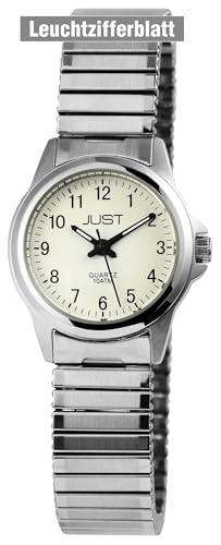 Klassische Damen Armband Uhr Weiß Silber Leuchtziffernblatt Edelstahl Zugband Analog Quarz 10ATM Fashion 9JU10103006 von Excellanc