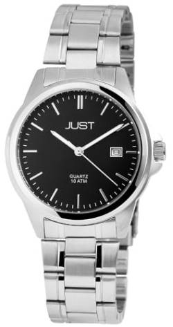 Modische Herren Armband Uhr Schwarz Silber Analog Datum Edelstahl 10ATM Quarz 9JU20152006 von Excellanc