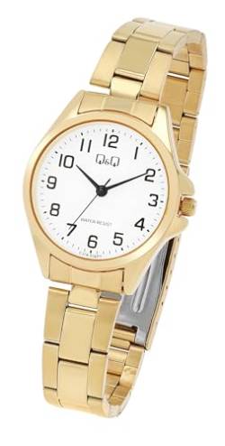 Q&Q by Citizen Damen Armband Uhr Weiß Gold Analog Edelstahl Quarz Mode 3ATM Frauen 9C37A016PY von Excellanc