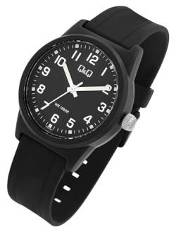 Q&Q by Citizen Herren Armband Uhr Schwarz Analog Kunststoff Silikon Quarz 10ATM Mode Männer 9VR35J027Y von Excellanc