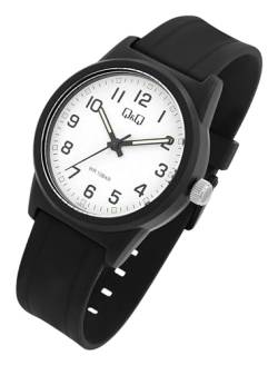 Q&Q by Citizen Herren Armband Uhr Weiß Schwarz Analog Kunststoff Silikon Quarz 10ATM Mode Männer 9VR35J028Y von Excellanc