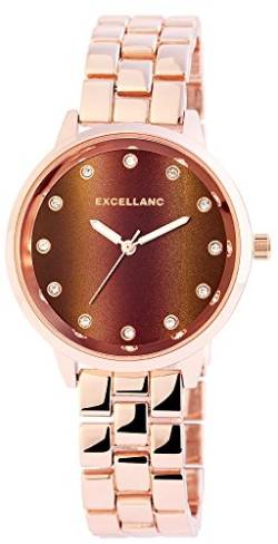 Quarz Uhr Armbanduhr Damenuhr Crytalbesatz Metallarmband Bicolor 180837600007 von Excellanc