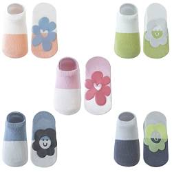 Exemaba Baby Rutschfeste Socken 5 Paar Tiermotive Kleinkinder Antirutschsocken Krabbelsocken für Mädchen(Style E,L/3-5 Jahre) von Exemaba