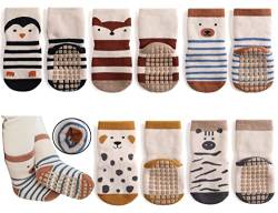 Exemaba Baby Socken Anti Rutsch Dicke - 5 Paar Winter Warme Kleinkinder Rutschsocken Krabbelsocken für Mädchen Jungen(B1,M/1-3 Jahre) von Exemaba