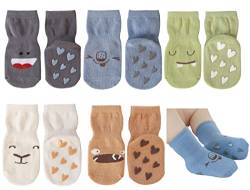 Exemaba Rutschfeste Socken für Baby Mädchen Jungen 5 Paar Kinder Anti Rutsch Socken Sportsocken Stoppersocken(1-3 Jahre, B 5 Farben) von Exemaba