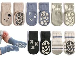 Exemaba Rutschfeste Socken für Baby Mädchen Jungen 5 Paar Kinder Anti Rutsch Socken Sportsocken Stoppersocken(1-3 Jahre, C 5 Farben) von Exemaba