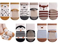 Exemaba Rutschfeste Socken für Baby Mädchen Jungen 5 Paar Kinder Anti Rutsch Socken Sportsocken Stoppersocken(L/3-5 Jahre, G 5 Farben) von Exemaba