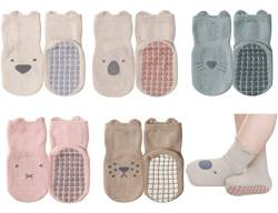 Exemaba Rutschfeste Socken für Baby Mädchen Jungen 5 Paar Kinder Anti Rutsch Socken Sportsocken Stoppersocken(S, 5 Farben) von Exemaba
