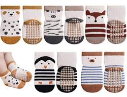 Exemaba Rutschfeste Socken für Baby Mädchen Jungen 5 Paar Kinder Anti Rutsch Socken Sportsocken Stoppersocken(S/6-12 Monate, G 5 Farben) von Exemaba