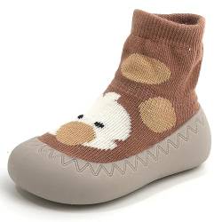 Exemaba Rutschfeste Sockenschuhe Baby Lauflerner Schuhe Kleinkind Stricken kinderschuhe Babybodenschuhe für Mädchen Junge(Kaffee,Tag21/ 6-12M) von Exemaba