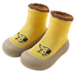 Exemaba rutschfeste Sockenschuhe Baby Lauflerner Schuhe Kleinkind Stricken Kinderschuhe Babybodenschuhe 1 Paar(Gelb,Tag22/12-18M) von Exemaba