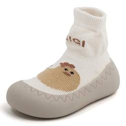 Exemaba rutschfeste Sockenschuhe Baby Lauflerner Schuhe Kleinkind Stricken Kinderschuhe Babybodenschuhe 1 Paar(Weiß,Tag22/12-18M) von Exemaba