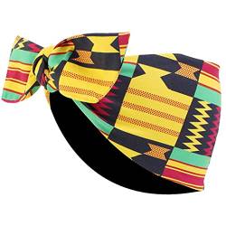 Afrikanisches Stirnband, geknotet, elastisch, rutschfest, gekreuzt, breit, Turban-Stirnbänder für Damen, bedruckt, geknotet, rutschfest von Exingk