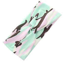 Breites Stirnband für Damen, Yoga, Sport, buntes Camouflage-Druck, feuchtigkeitsableitend, athletisches Haarband, geknotet, dehnbar, Turban-Kopfband, Haarbänder von Exingk