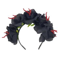 Exingk Elegante künstliche Blume Form Stirnbänder Schädel Haar Hoop Halloween Stirnbänder Für Frauen Mädchen Hochzeit Party Liefert Halloween Blume Haarband von Exingk