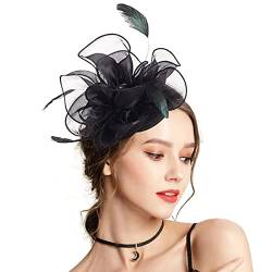 Feder-Fascinator mit Federn, Kopfschmuck für Damen, Fascinator, Teeparty, Cocktail-Stirnband, Netz-Stirnband, Netz-Feder-Stirnband von Exingk